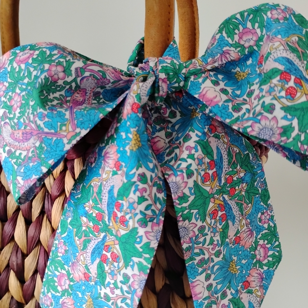 Liberty Art Fabric Skinny Scarf Strawberry Thief Spring Blue Pink Red Colorful